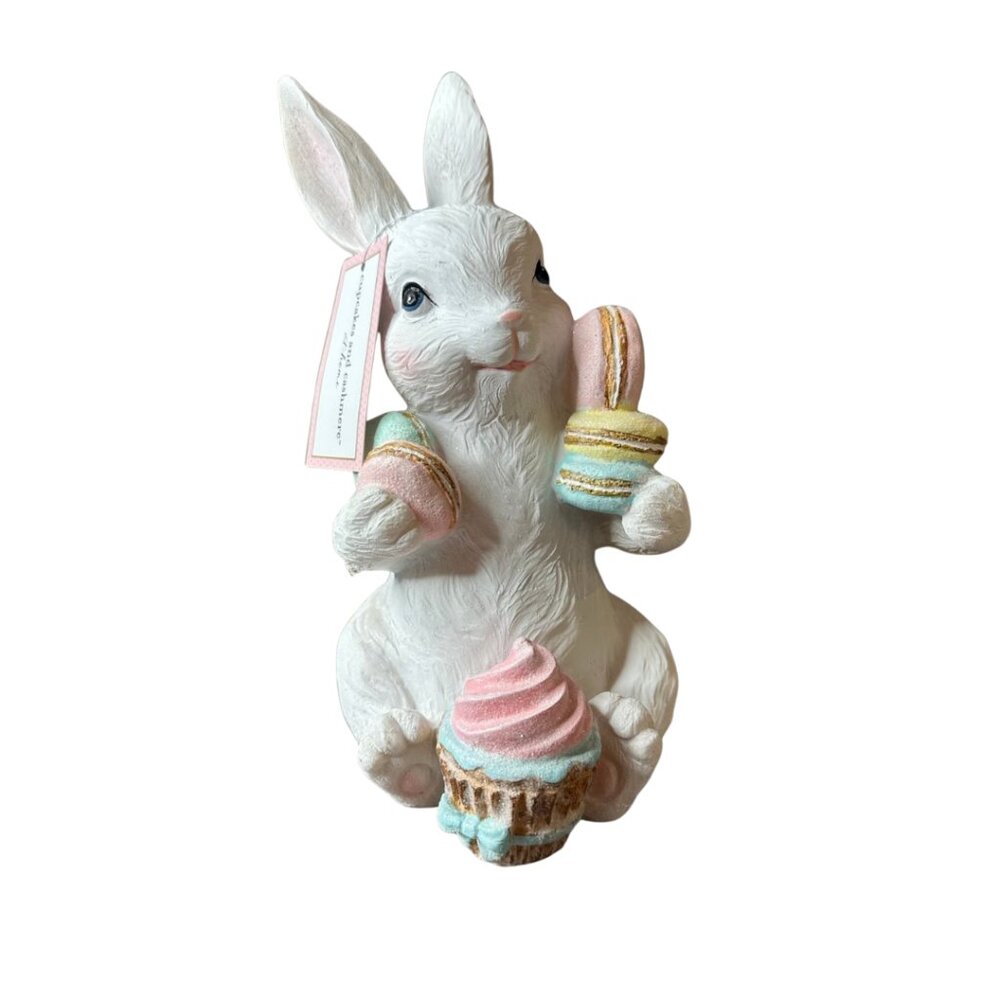 Cupcakes and Cashmere Bunny Figurine White Pastel Macaron Decor – Easter Spring